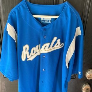 EUC MLB Kansas City Royals men’s button up royal blue jersey XXL